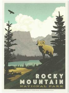 Postcard of Rocky Mountain National Park Colorado Travel Poster Style Postcard