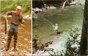 Hotel Restigouche Matapedia QC Quebec Fly Fishing Fishermen Postcard H59