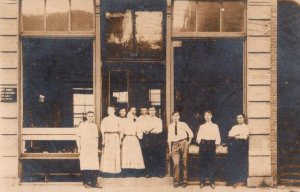 RPPC Real Photo Postcard - Young Men & Women Outside a Factory in Minnesota