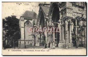 Old Postcard Chartres Cathedral North Portal The