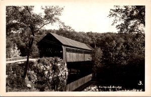 Real Photo Postcard Covered Bridge in Lower Ashuelot, New Hampshire