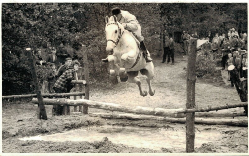 Horse Sports Jumping Picture Send to Dutch Magazine Dordrecht RPPC 03.05