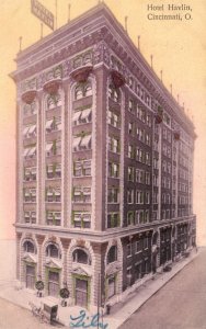 Vintage Postcard 1909 View Of Hotel Havlin Building Landmark Cincinnati Ohio OH