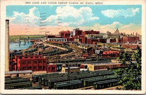 Sky Line and Union Depot Yards, St Paul MN c1934 Vintage Postcard X51