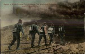 Pittsburgh PA Fire Fighters Coal Mine Rescue After Explosion c1910 Postcard