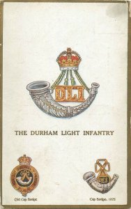 The Durham Light Infantry Regimental Old Cap Badges military heraldry postcard 