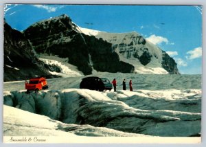 Snowmobile & Crevasse, Athabasca Glacier, Jasper National Park, 1974 Postcard