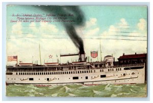 1910 S. S. United State Indiana Transportation Line Michigan Chicago IL Postcard