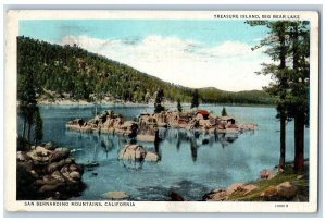 San Bernardino California Postcard Treasure Island Big Bear Lake Mountains 1940