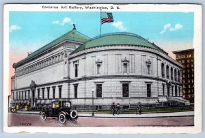 1920's CORCORAN GALLERY OF ART WASHINGTON DC OLD CARS AMERICAN FLAG POSTCARD