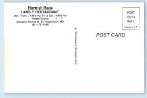 c1960 Hagerstown Maryland MD Postcard Harnish Haus Family Restaurant Dual View