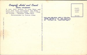 Linen Postcard Cosgriff Hotel and Court in Craig, Colorado
