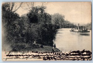Los Ríos Chile Postcard View of Rio Cau Cau Valdivia 1907 Antique Posted