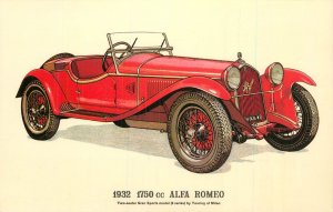 Transportation themed postcard automobile 1932 Alfa Romeo