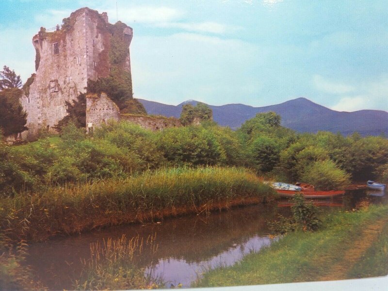 Vintage Postcard Ross Castle Killarney Co Kerry Riverside Boats Ireland 1970s