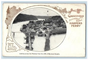 Looking Potomac From Cliffs Maryland Heights Harpers Ferry WV Greetings Postcard