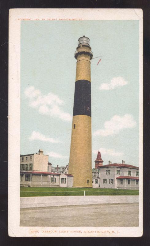 ATLANTIC CITY NEW JERSEY ABSCOM LIGHTHOUSE LIGHT VINTAGE POSTCARD NJ 1904