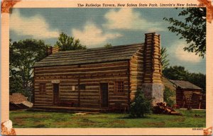 James Rutledge Tavern New Salem State Park Lincoln Illinois IL Linen Postcard  