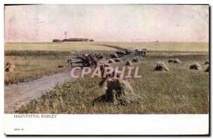 Old Postcard Harvesting Barley Agricultural Machinery