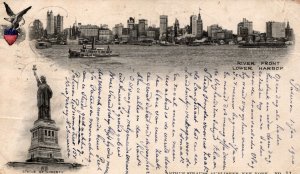 USA River Front Lower Harbor New York City Arthur Strauss Vintage Postcard 08.83