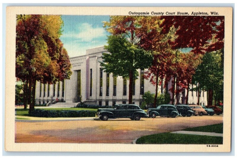 c1940 Outagamie County Court House Exterior Appleton Wisconsin Vintage Postcard