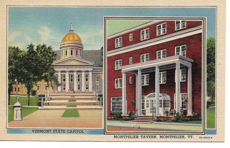 Montpelier, VT - State Capitol and Montpelier Tavern