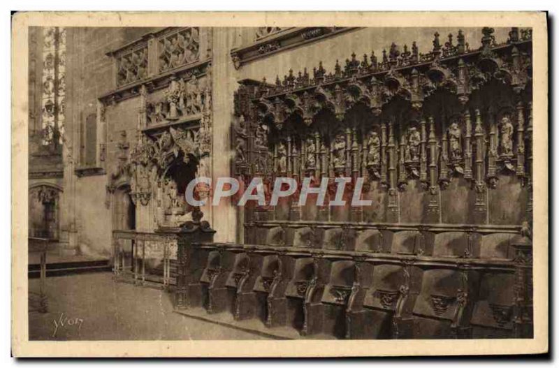 Old Postcard Bourg Church Brou church Brou The choir stalls