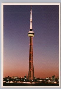 Spectacular Illumination, CN Tower, Toronto, Ontario, Chrome Night View Postcard