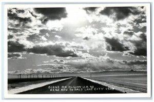 Scene On Hi-Way US 40 Reno Nev. To Salt Lake City Utah UT RPPC Photo Postcard