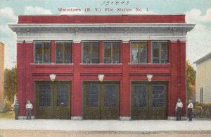 FIRE STATION WATERTOWN NEW YORK POSTCARD (c. 1910)