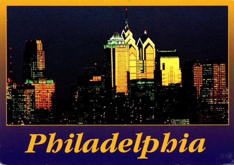 Pennsylvania Philadelphia Skyline At Night 1996