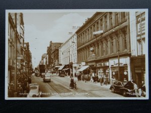 GLASGOW Sauchiehall Street showing CROWN HALL shows MORRIS MINOR c1950s Postcard