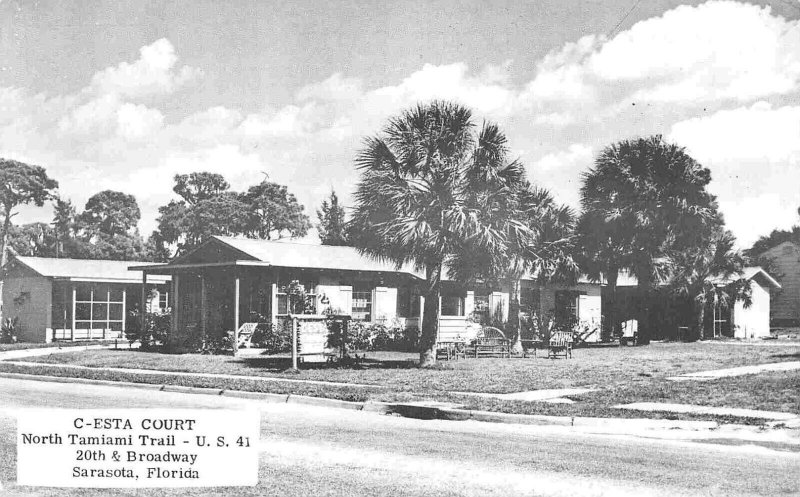 C-Esta Court Motel US Route 41 Tamiami Trail Sarasota Florida postcard