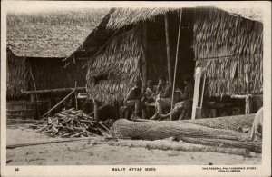 Malay Malaysia - Attap Huts Natives Ethnography c1915 Real Photo Postcard