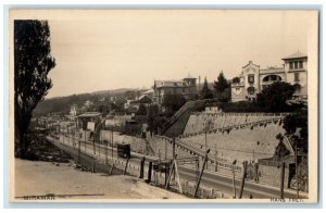 c1940's Trolley Car Houses Miramar Valparaíso Chile Vintage RPPC Photo Postcard