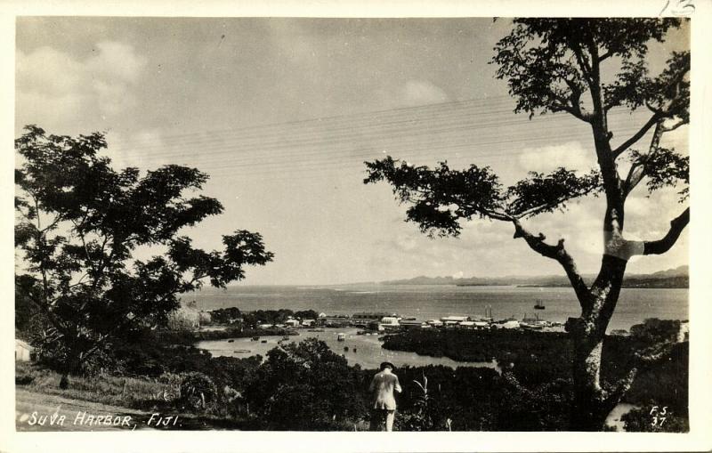 fiji islands, SUVA, Harbour Scene (1930s) RPPC