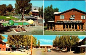 Reno NV Nevada HAROLDS PONY EXPRESS LODGE Roadside US 40~50's Cars~Pool Postcard