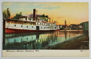 Salisbury Maryland Wicomico Harbor Ferry Boat c1909 Postcard T4