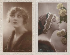 Isobel Elsom Film Actress 2x Real Photo Hand Painted Postcard s