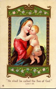 Vintage 1910's Virgin Mary & Baby Jesus Religious Portrait Christmas Postcard