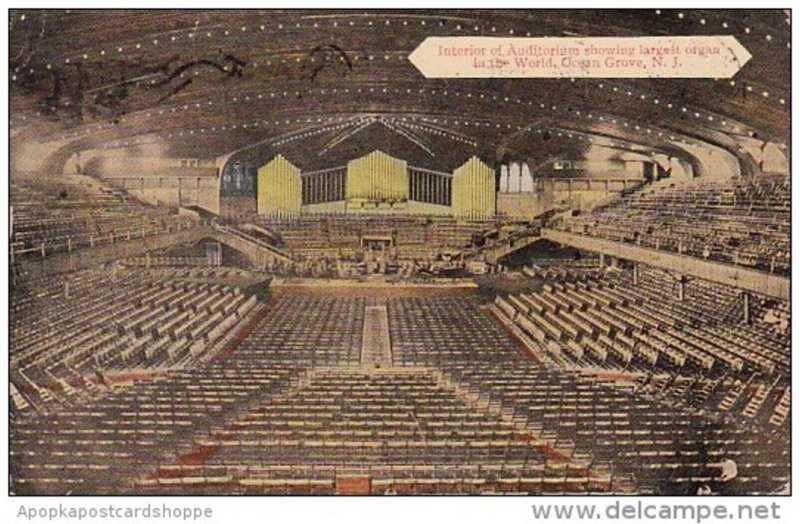 New Jersey Ocean Grove Interior Of Auditorium Showing Largest Organ In The Wo...