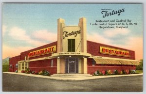 1940-50's HAGERSTOWN MARYLAND MD WIELAND'S TORTUGA RESTAURANT COCKTAILS POSTCARD