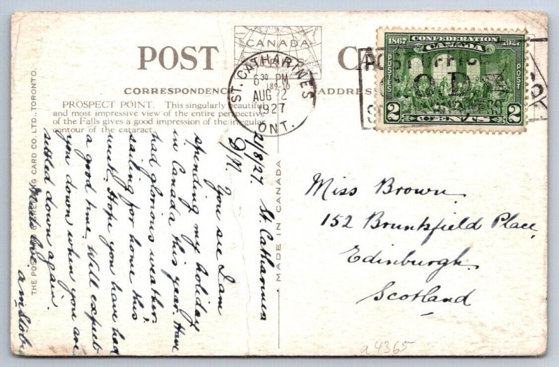 Prospect Point, Niagara Falls NY, 1927 Postcard, COD Slogan Cancel On Sc#142