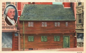 Vintage Postcard Paul Revere's Home Oldest Section Of Boston Massachusetts MA