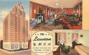 Postcard Illinois Chicago Lawson YMCA Multi View Teich 22-14157