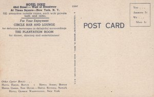 Hotel Dixie West Broadway Times Square New York City New York Vintage Postcard