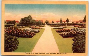 Postcard - View of Circle Park, Deerings Oaks - Portland, Maine