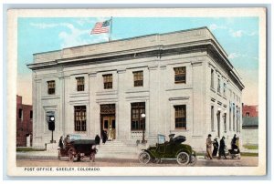 c1940s Post Office Building Exterior Flag Greeley Colorado CO Vintage Postcard 