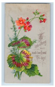 1880s Superb Valentine Heavily Embossed Realistic Plants Flowers 4 Card Set F110