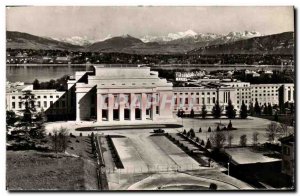 Old Postcard Geneva Palace of the United Nations and the chain of Mont Blanc